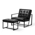 Fauteuil de salon et ottoman en cuir capitonné de style moderne