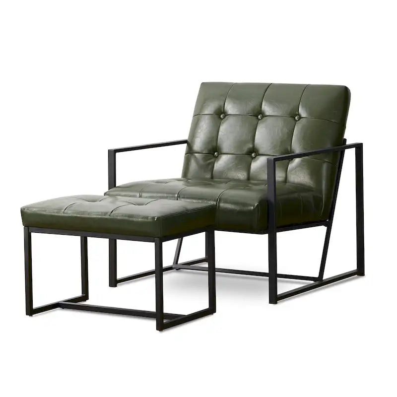 Fauteuil de salon et ottoman en cuir capitonné de style moderne