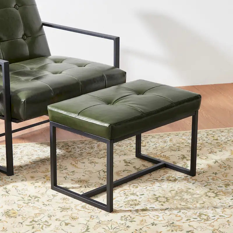 Fauteuil de salon et ottoman en cuir capitonné de style moderne