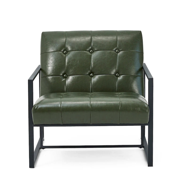 Fauteuil de salon et ottoman en cuir capitonné de style moderne