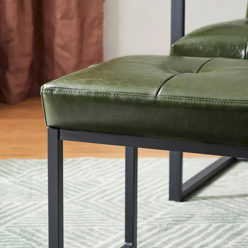 Fauteuil de salon et ottoman en cuir capitonné de style moderne