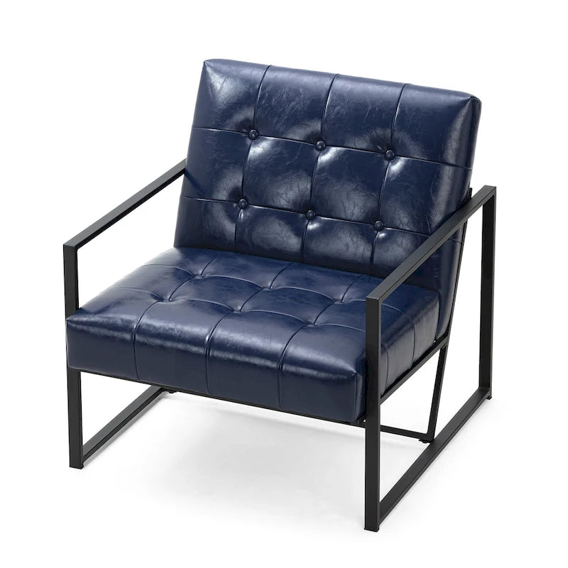 Fauteuil de salon et ottoman en cuir capitonné de style moderne