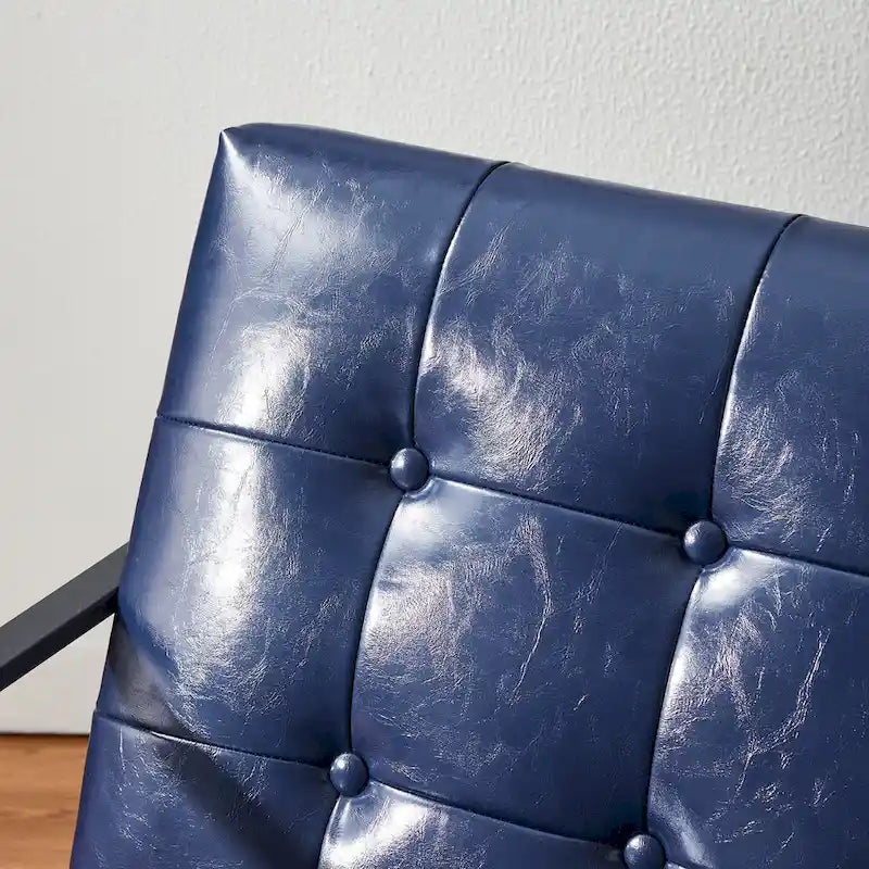 Fauteuil de salon et ottoman en cuir capitonné de style moderne