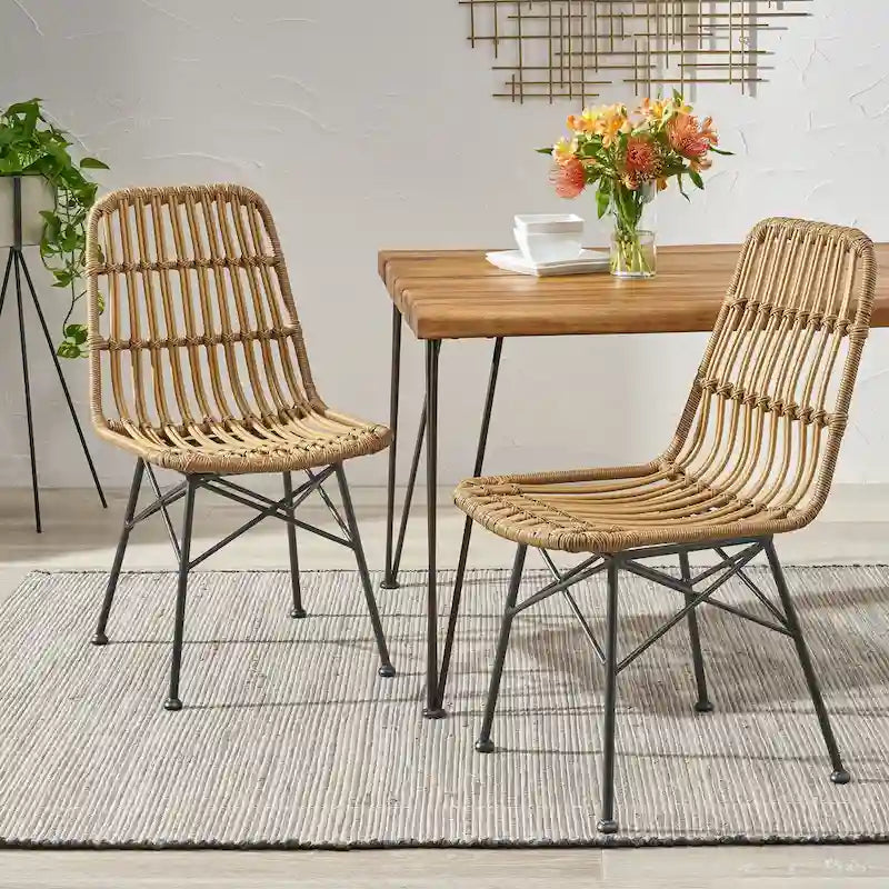 Chaises de salle à manger en rotin (ensemble de deux)