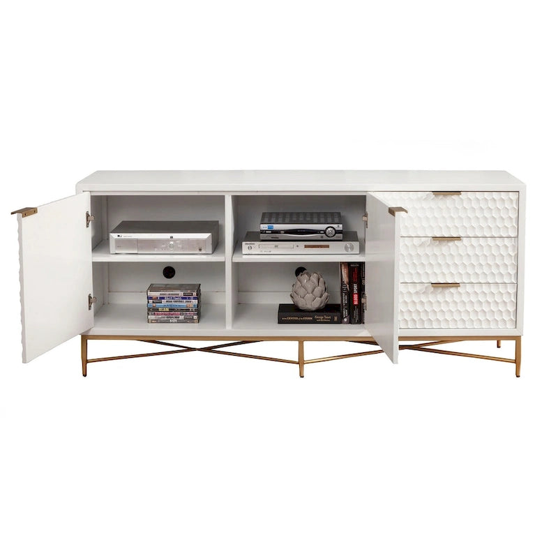 Meuble TV de 64 po de largeur (blanc)
