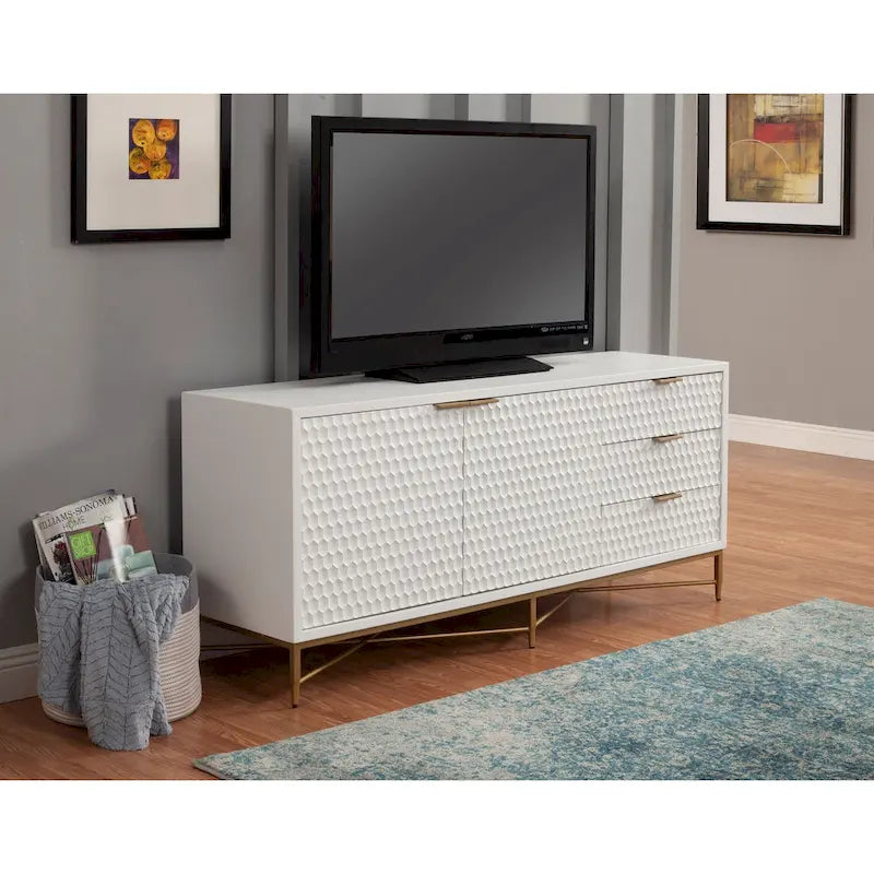 Meuble TV de 64 po de largeur (blanc)