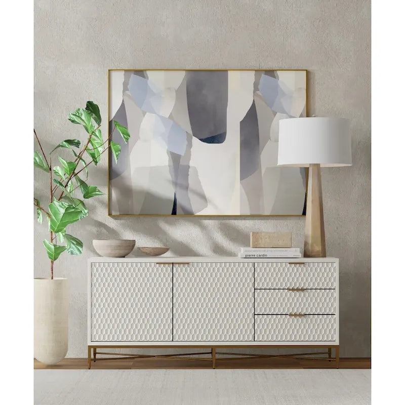 Meuble TV de 64 po de largeur (blanc)
