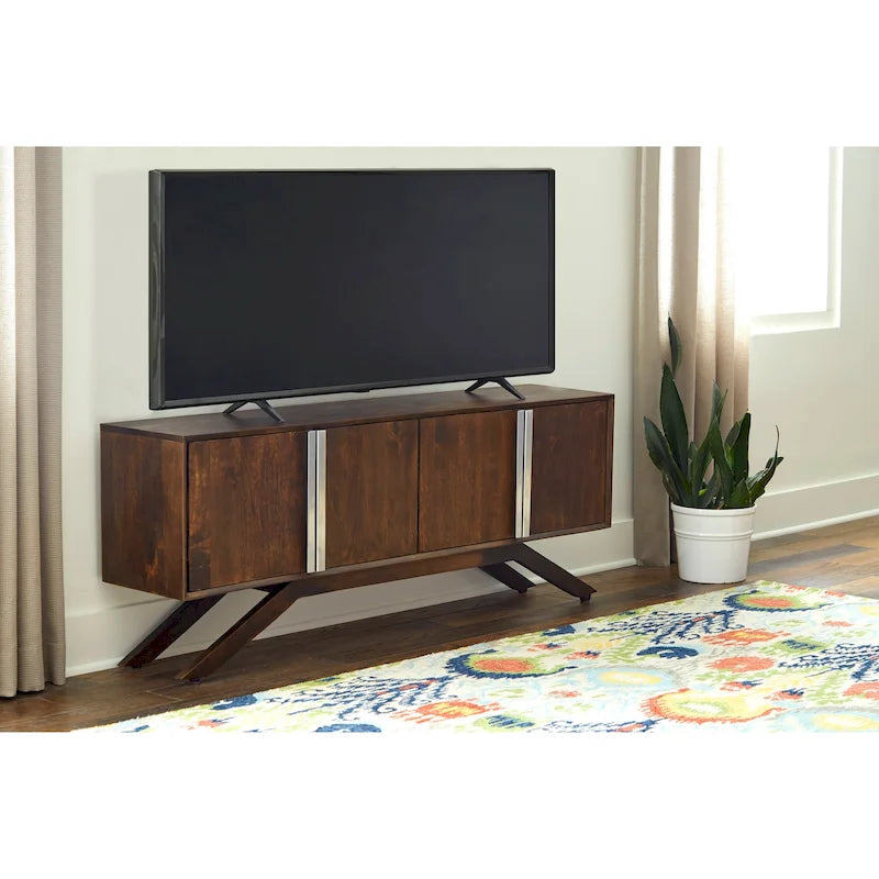 Meuble TV en noyer massif de 150 cm de large
