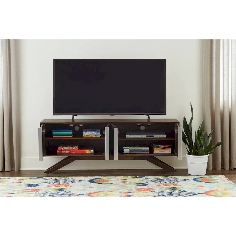 Meuble TV en noyer massif de 150 cm de large