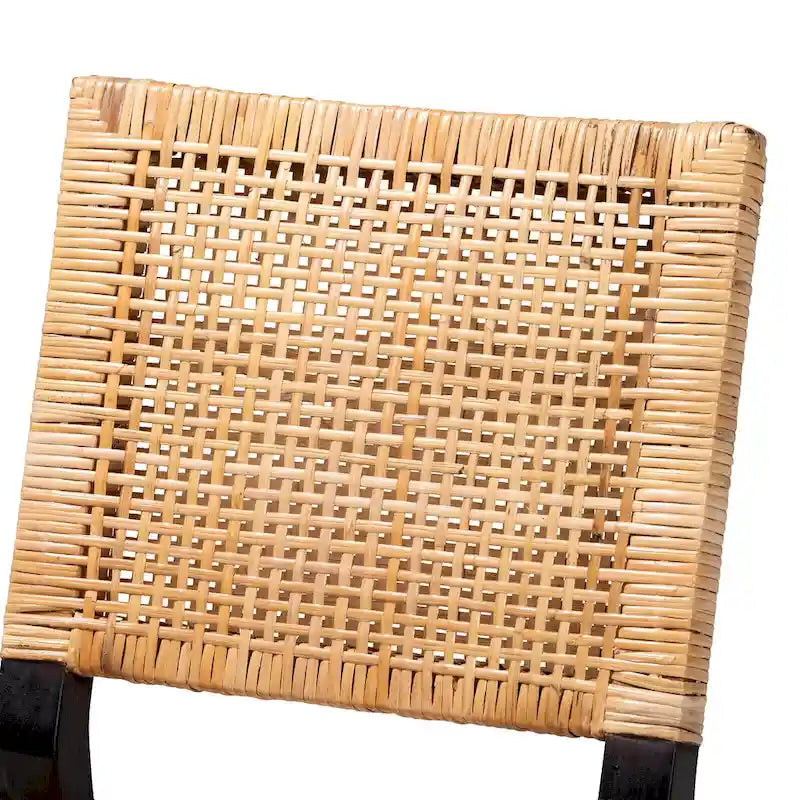 Chaise de salle à manger moderne Mia en rotin tressé marron naturel
