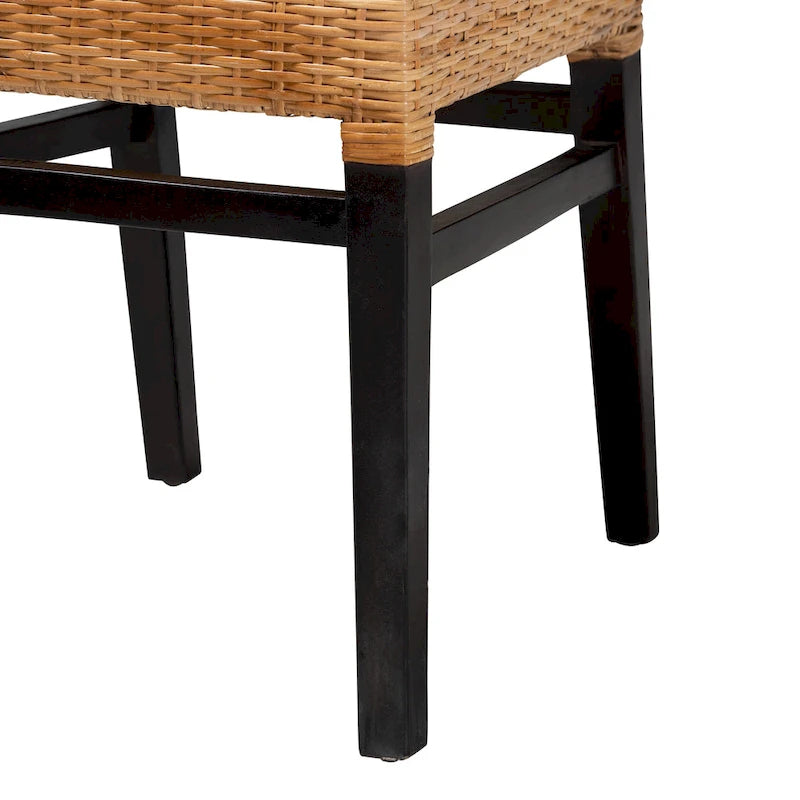 Chaise de salle à manger moderne Mia en rotin tressé marron naturel