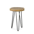 Table d'appoint en bois massif - plateau naturel - piètement noir