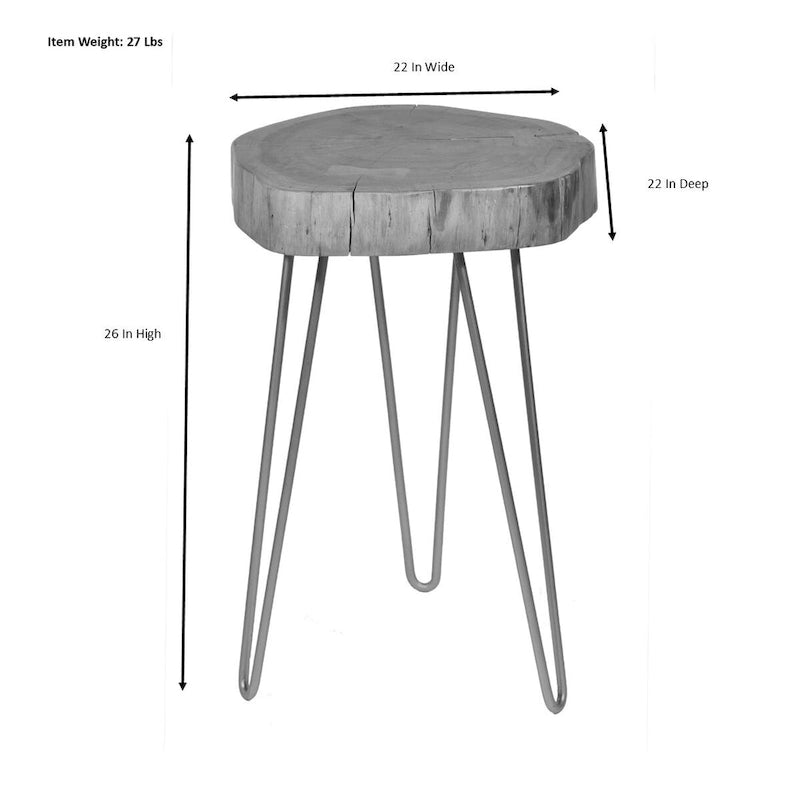 Table d'appoint en bois massif - plateau naturel - piètement noir