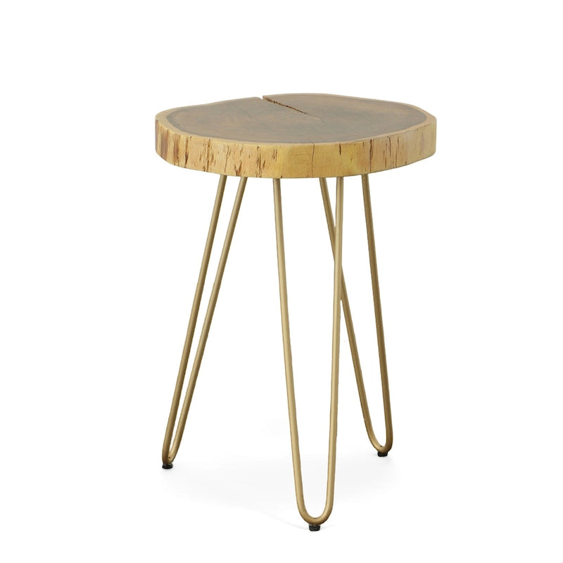 Table d'appoint en bois massif - plateau naturel - piètement noir