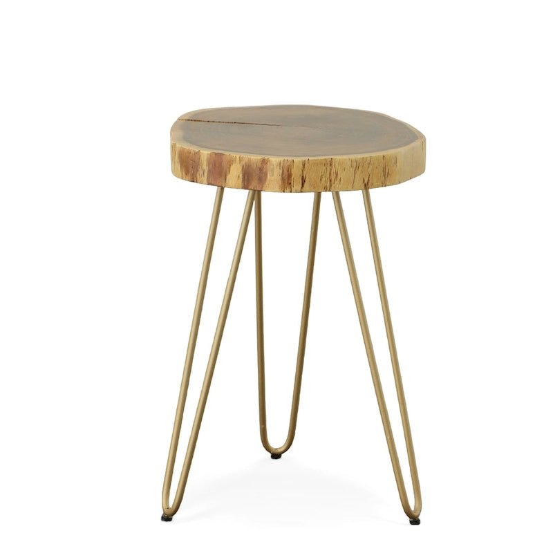 Table d'appoint en bois massif - plateau naturel - piètement noir
