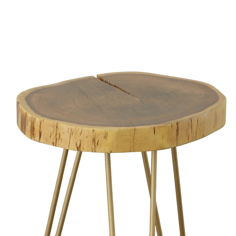Table d'appoint en bois massif - plateau naturel - piètement noir