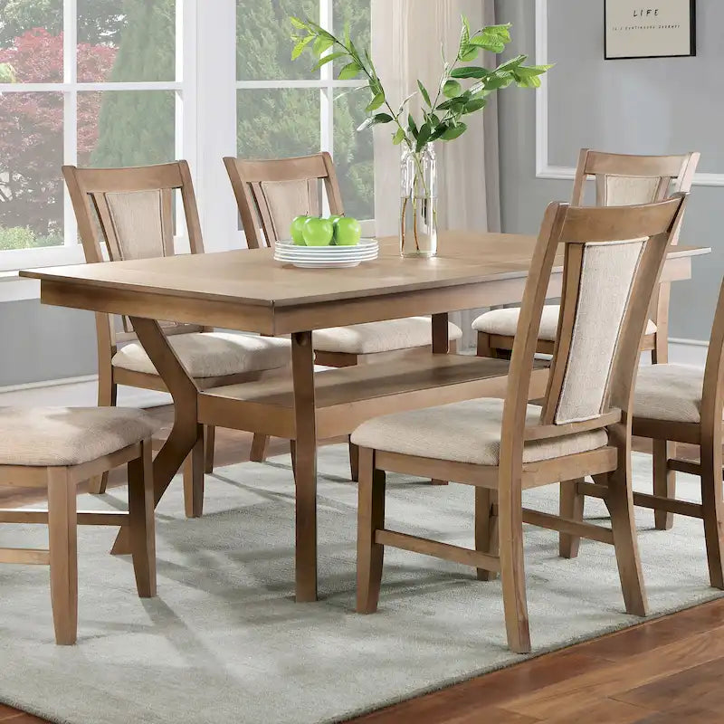 Table à manger en bois de 64 pouces avec étagères