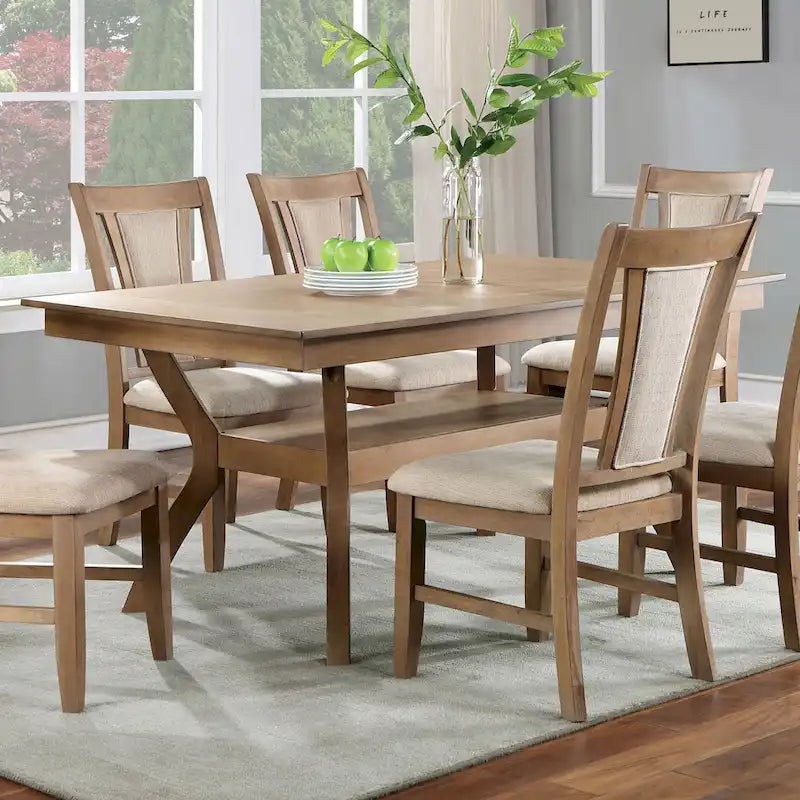 Table à manger en bois de 64 pouces avec étagères