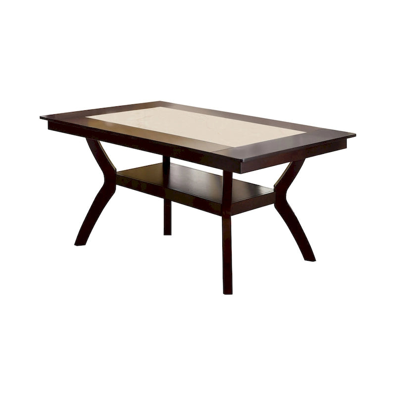 Table à manger en bois de 64 pouces avec étagères