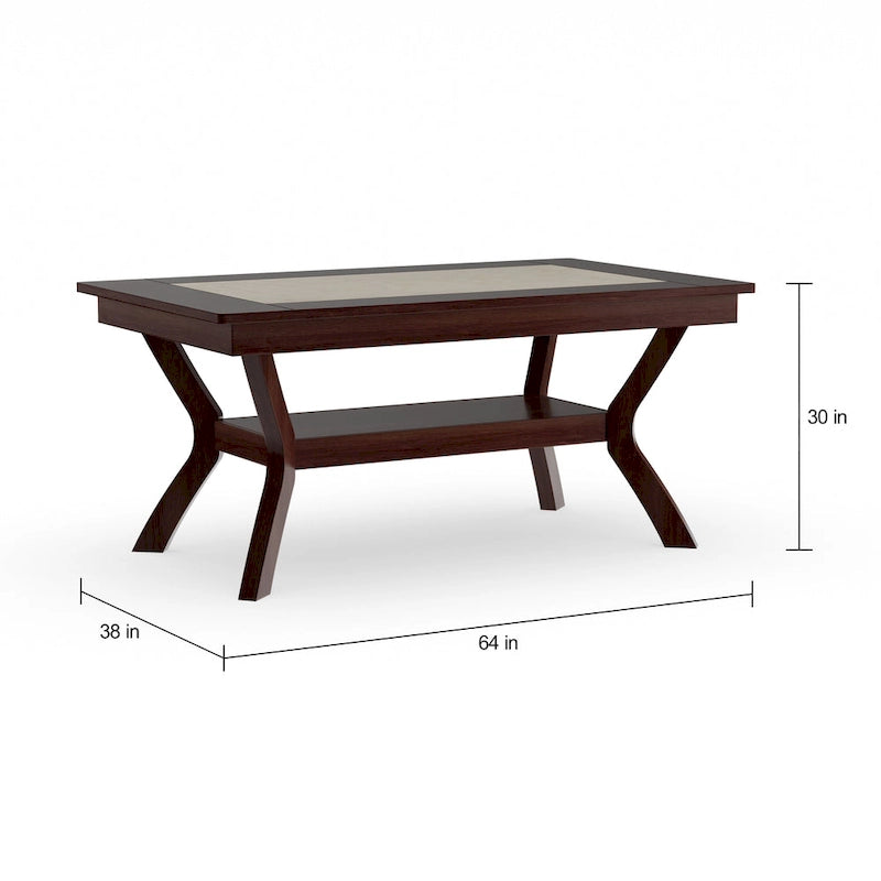 Table à manger en bois de 64 pouces avec étagères