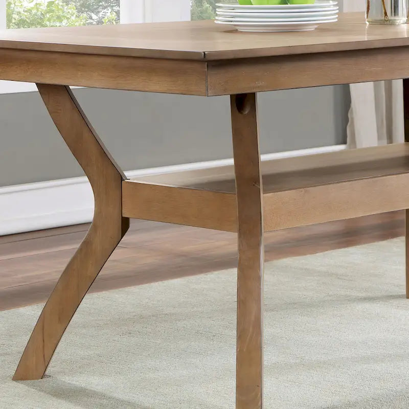 Table à manger en bois de 64 pouces avec étagères