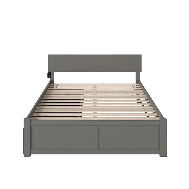Lit plate-forme King-Size (avec deux tiroirs) — Gris