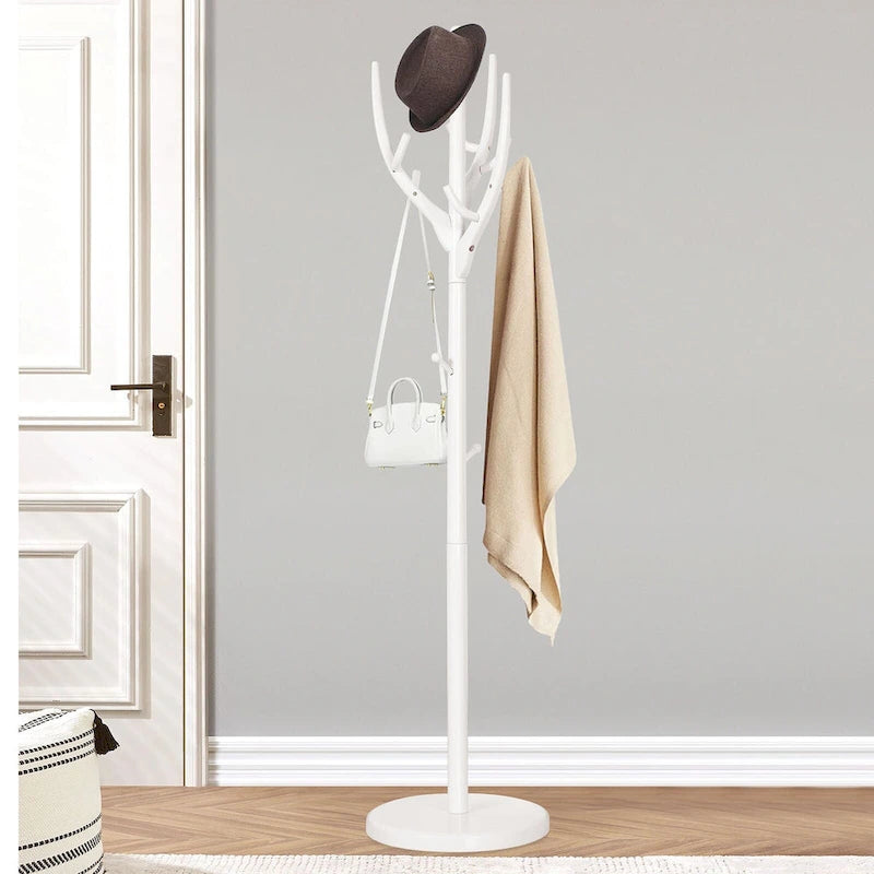 Porte-manteau sur pied en forme de branche réglable — Porte-manteau et porte-chapeaux en bois d'hévéa