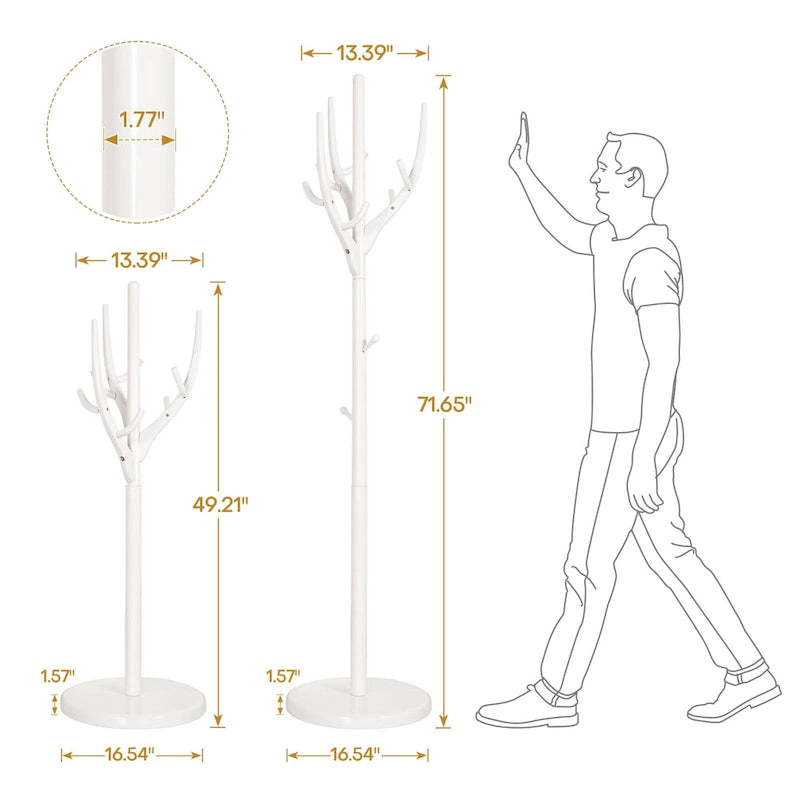 Porte-manteau sur pied en forme de branche réglable — Porte-manteau et porte-chapeaux en bois d'hévéa