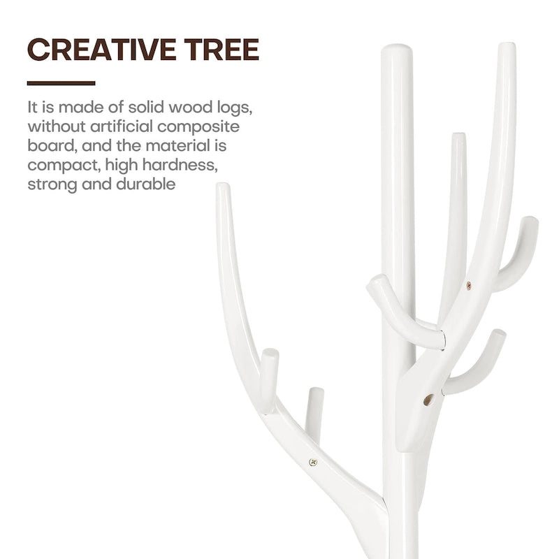 Porte-manteau sur pied en forme de branche réglable — Porte-manteau et porte-chapeaux en bois d'hévéa
