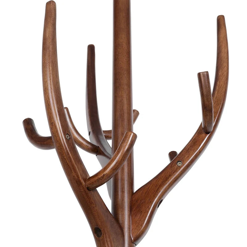 Porte-manteau sur pied en forme de branche réglable — Porte-manteau et porte-chapeaux en bois d'hévéa