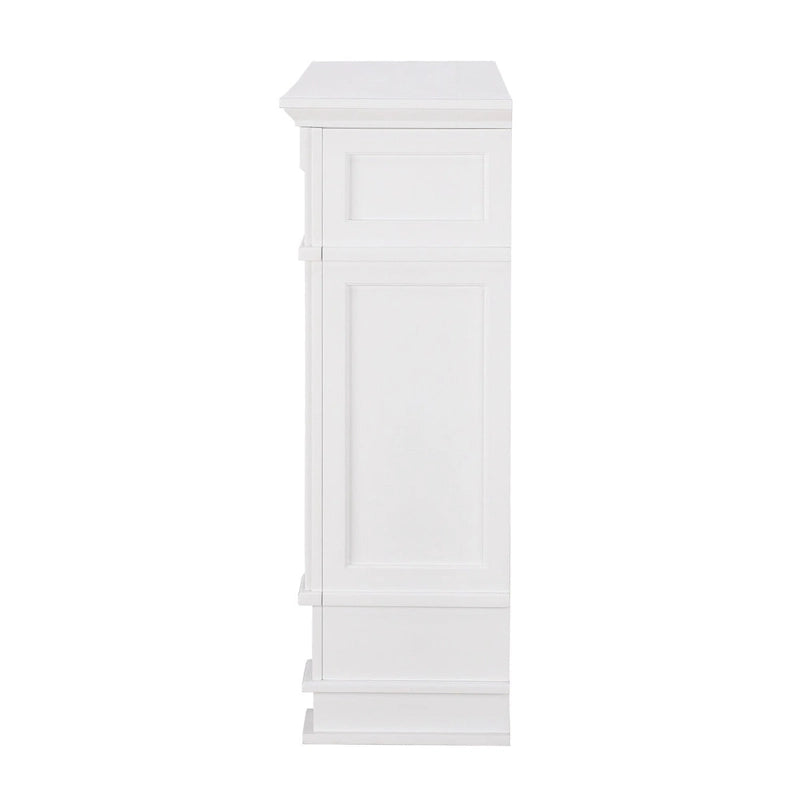 Cheminée électrique avec manteau de cheminée en faux marbre et fonction de rangement multimédia