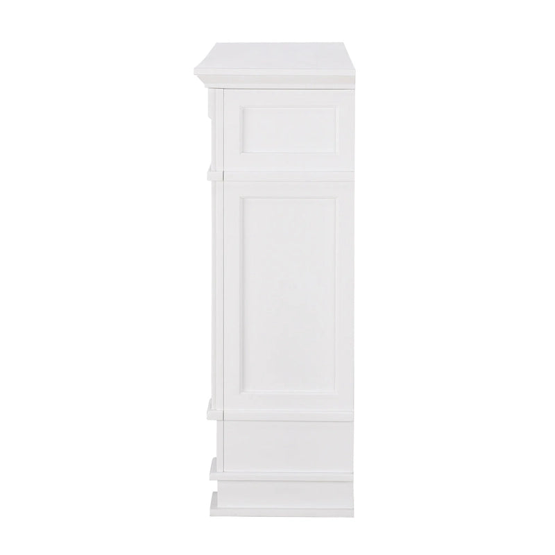 Cheminée électrique avec manteau de cheminée en faux marbre et fonction de rangement multimédia