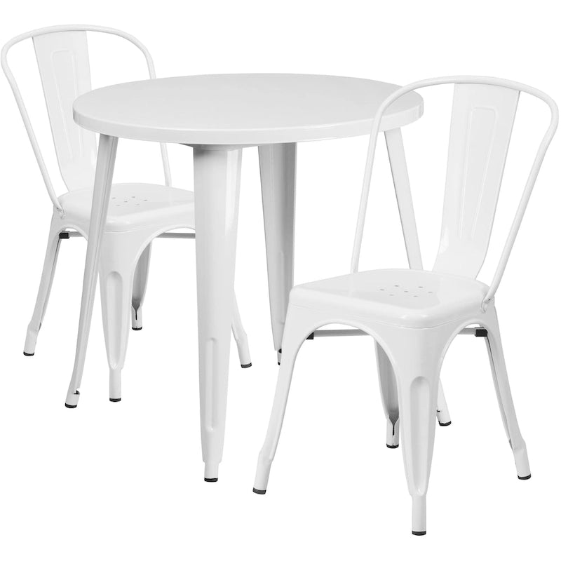 Table et chaises rondes en métal de 76 cm pour l'intérieur et l'extérieur