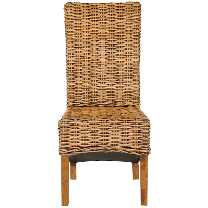 Chaises de salle à manger hautes en rotin tressé marron (lot de 2)