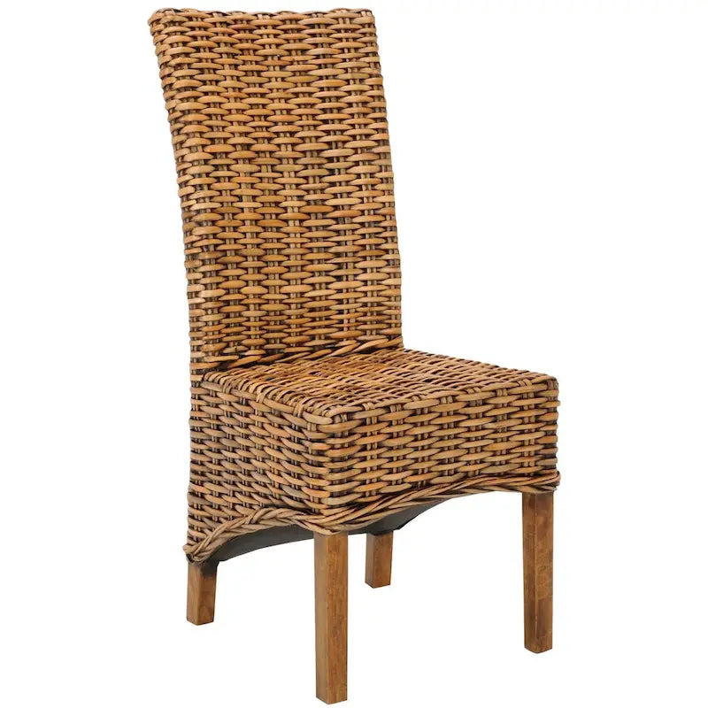Chaises de salle à manger hautes en rotin tressé marron (lot de 2)