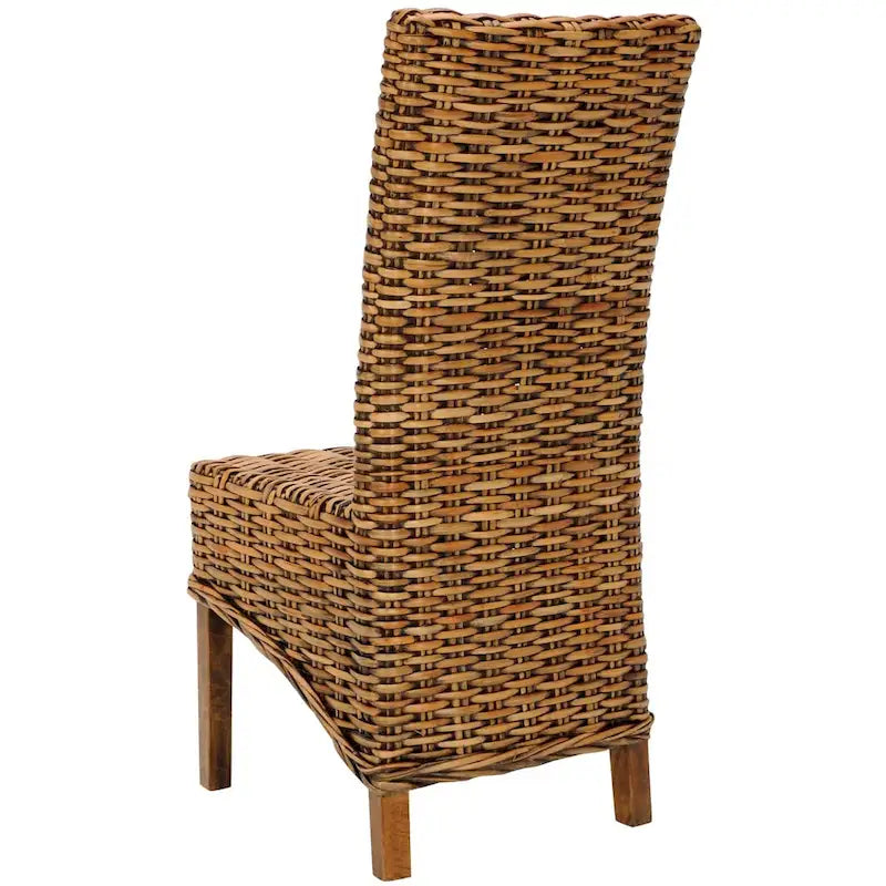 Chaises de salle à manger hautes en rotin tressé marron (lot de 2)