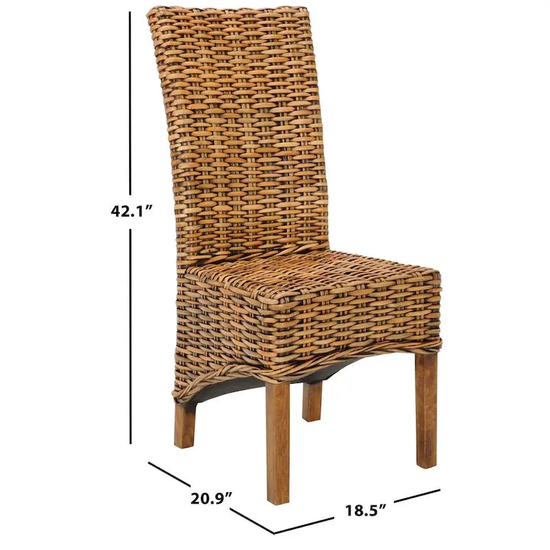 Chaises de salle à manger hautes en rotin tressé marron (lot de 2)