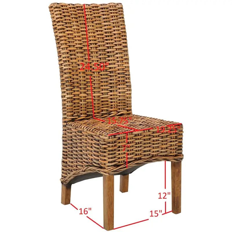 Chaises de salle à manger hautes en rotin tressé marron (lot de 2)