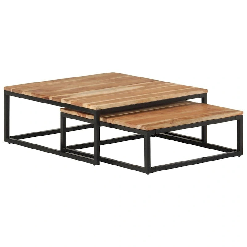 Table basse gigogne en bois d'acacia massif