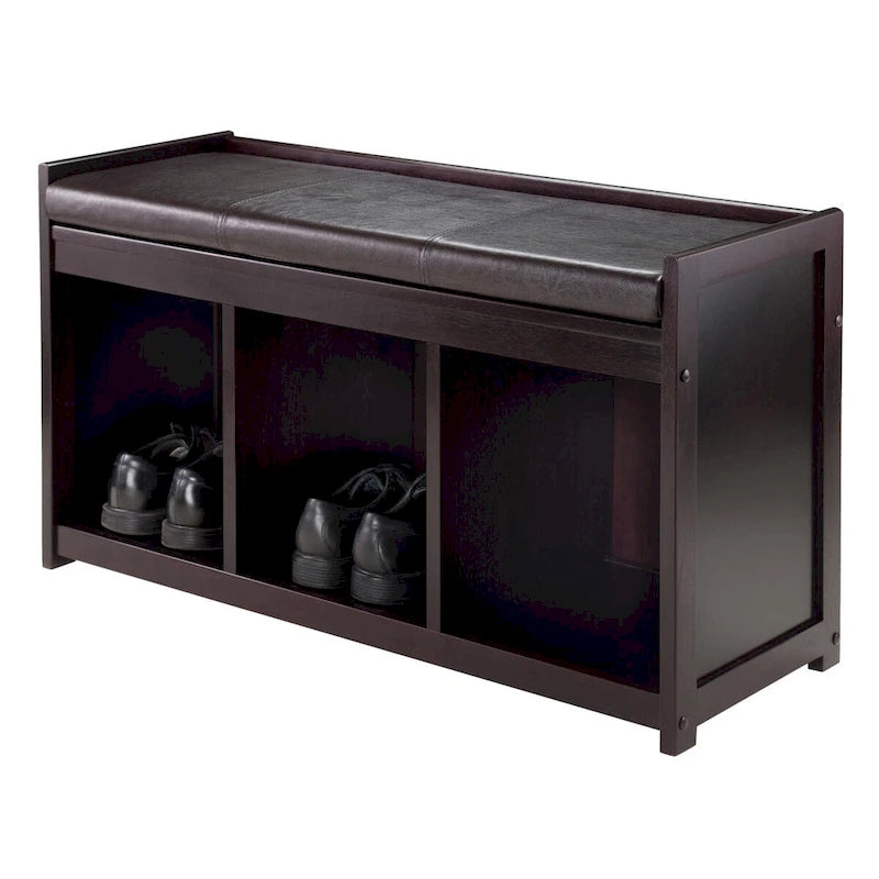 Banc de rangement avec coussin, brun espresso