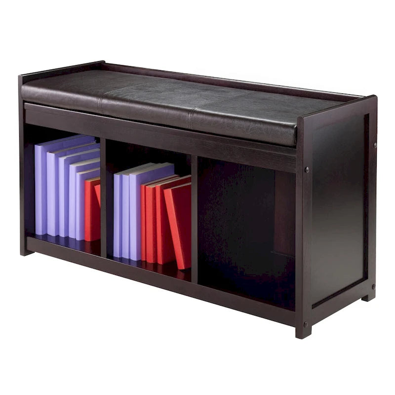 Banc de rangement avec coussin, brun espresso
