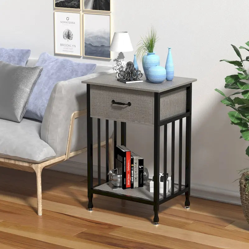 Table de chevet de style moderne avec tiroir et étagère