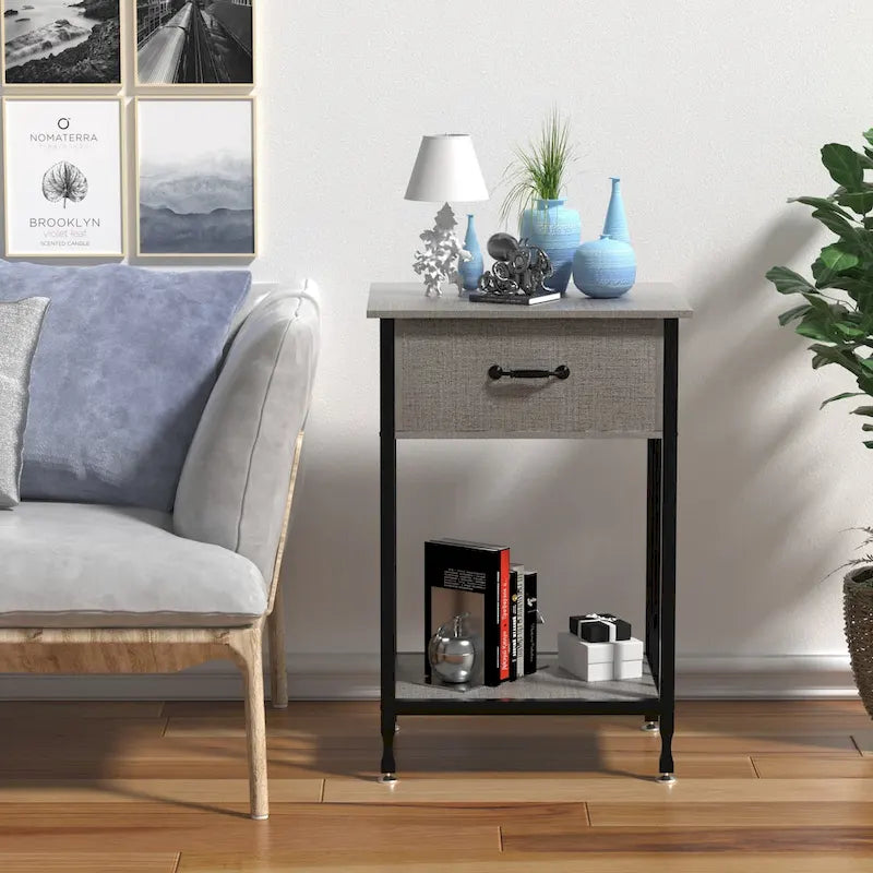 Table de chevet de style moderne avec tiroir et étagère