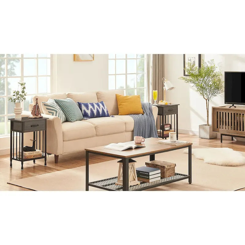 Table de chevet de style moderne avec tiroir et étagère