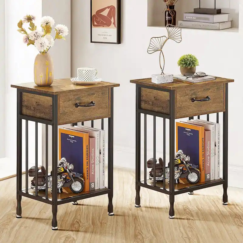 Table de chevet de style moderne avec tiroir et étagère