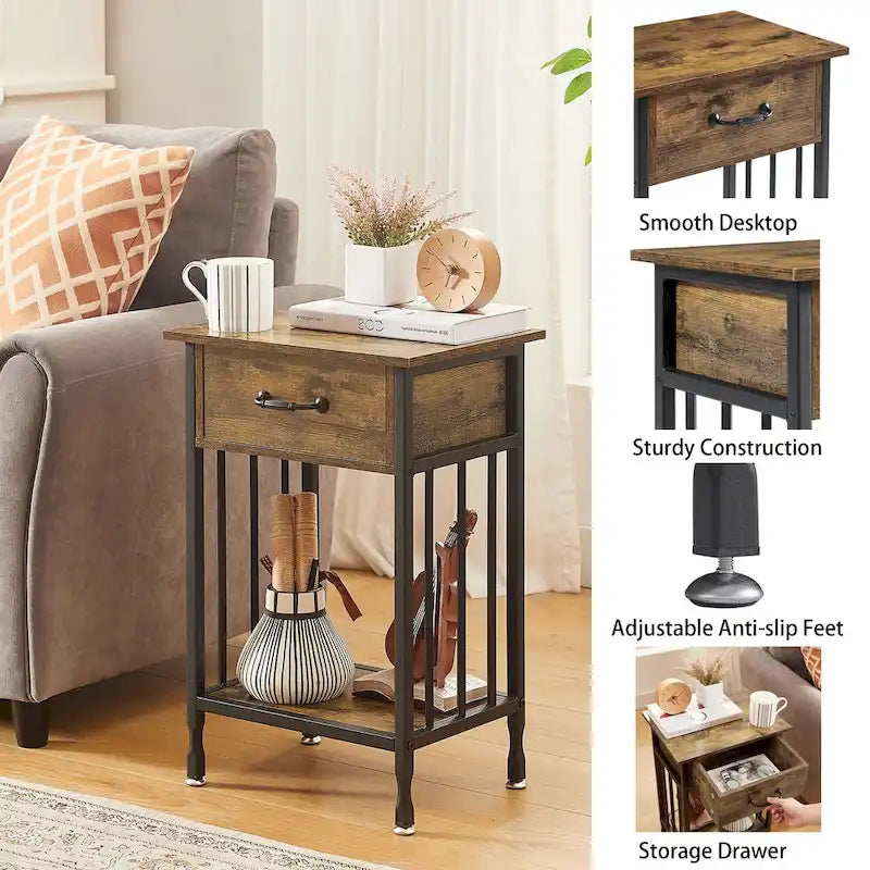 Table de chevet de style moderne avec tiroir et étagère