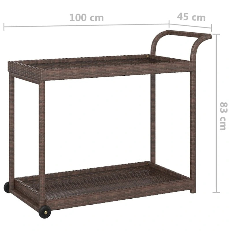 Chariot de bar extérieur, desserte à deux étages, chariot roulant multifonctionnel