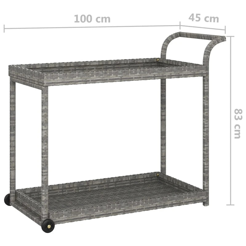 Chariot de bar extérieur, desserte à deux étages, chariot roulant multifonctionnel