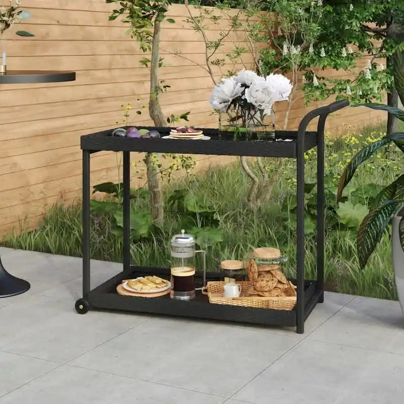 Chariot de bar extérieur, desserte à deux étages, chariot roulant multifonctionnel