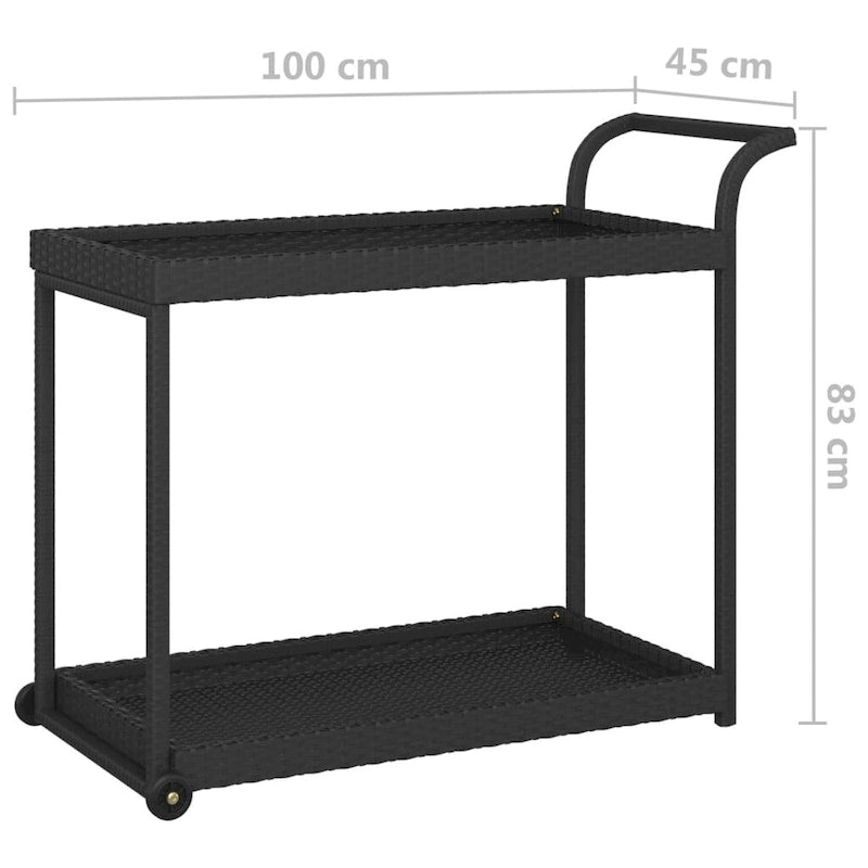 Chariot de bar extérieur, desserte à deux étages, chariot roulant multifonctionnel